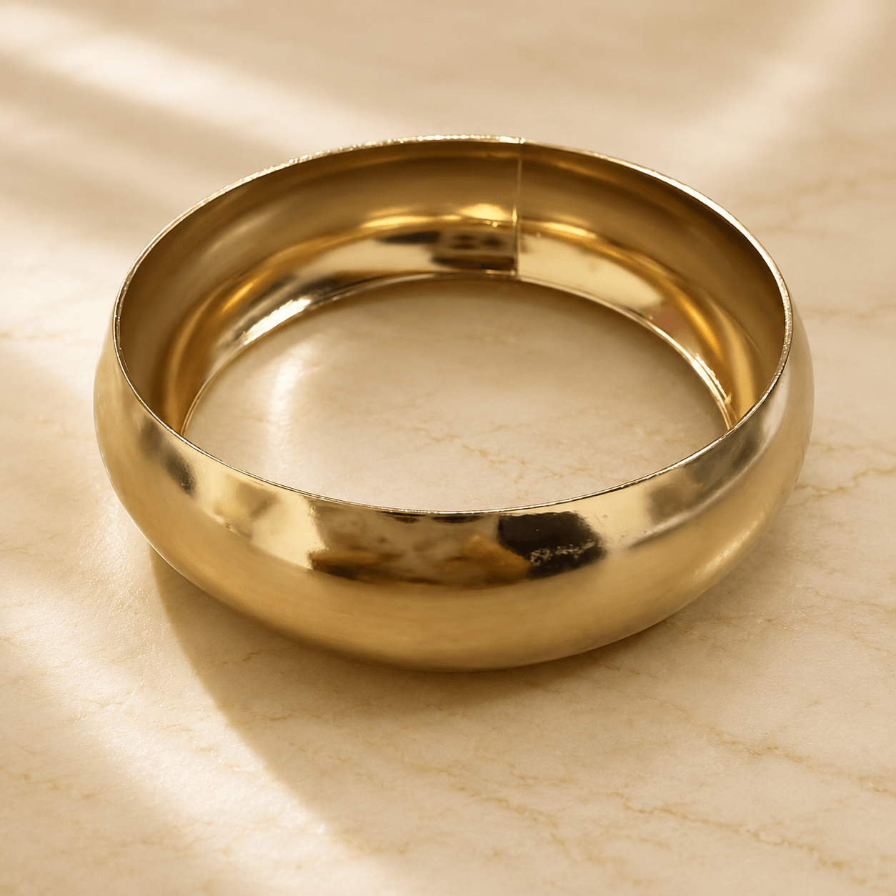 Chunky Golden Tone Dome Bangle Bracelet for Women